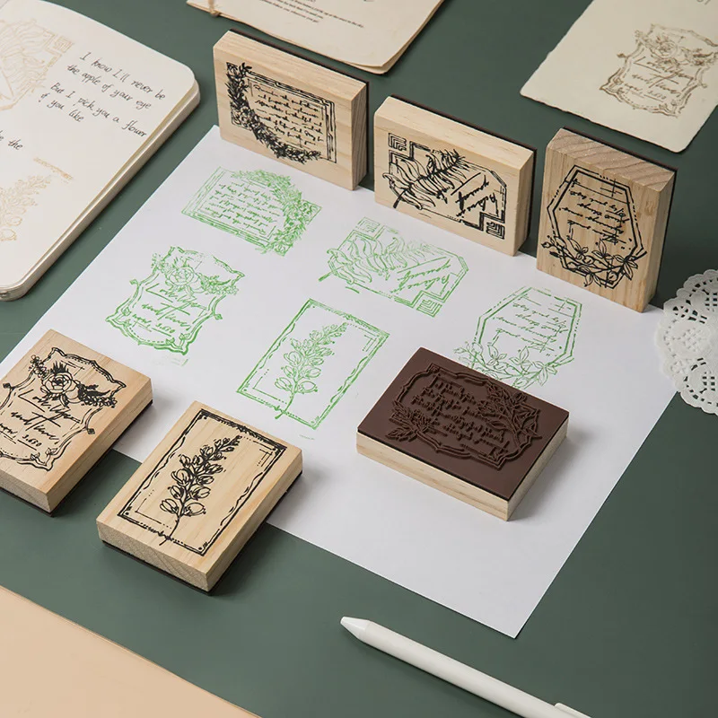 Винтажное растение поэтическая коллекция Backgound деревянный штамп планировщика