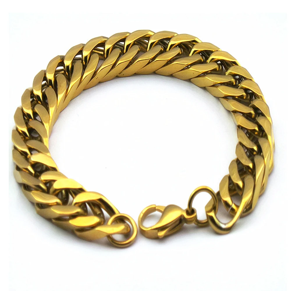 Мужской браслет из нержавеющей стали 8 14 мм позолоченный посеребренный кубинская