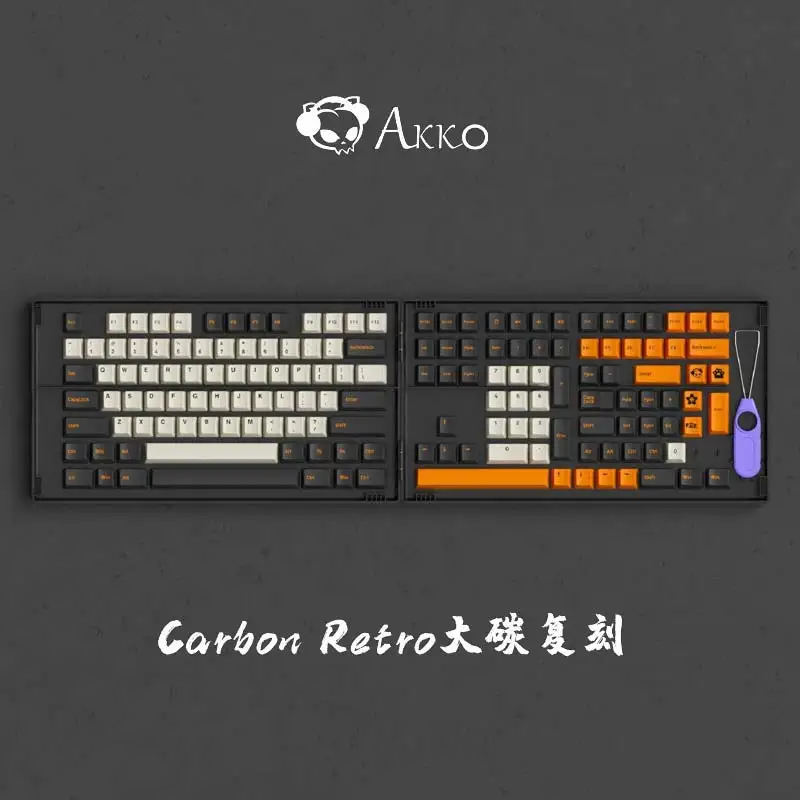 

Колпачок для клавиш AKKO Carbon Key cap s PBT, колпачок для клавиатуры Double Shot, персональный полный комплект, неоновый ара, черный и розовый, с тематикой ...