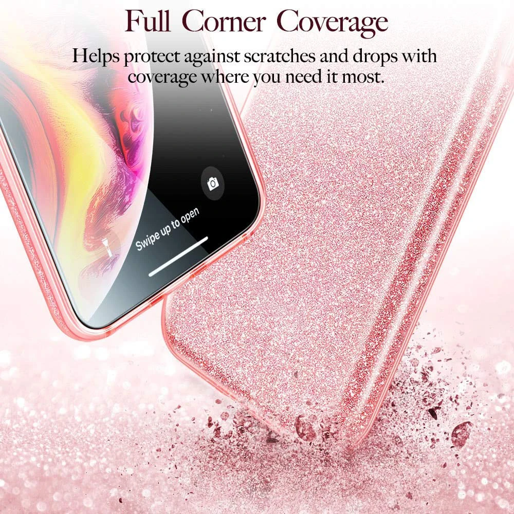 Противоударное 3 слоя чехол для iphone XS 11 Pro MAX XR X 10 6, 6 S, 7, 8plus, 5S 5 se чехол из поликарбоната+ ТПУ+ Блеск Блестящий Мягкий чехол