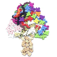50pcs mixed natural theme tree star wooden sewing buttons 2 holes diy crafts scrapbook clothes gift decor knitting accessories