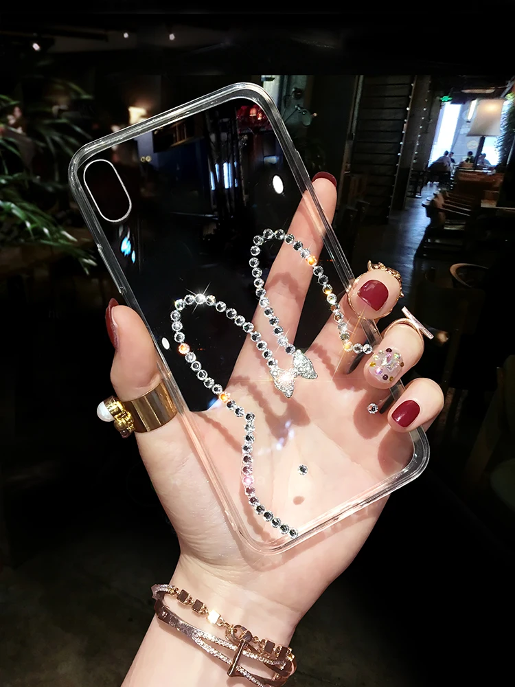 Чехол со стразами и кроликом для iPhone 12 Mini 11 Pro Max XR XS MAX X 8 7 6 6S Plus SE 2020 прозрачный