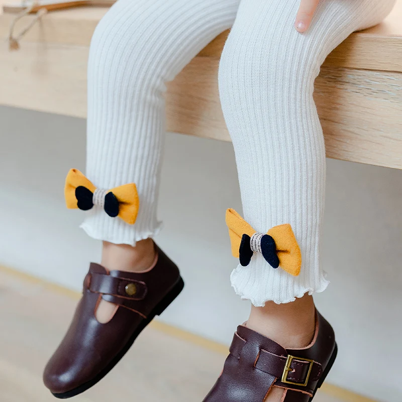 

Autumn Winter Warm Kids Girls Knitted Leggings Children Trousers Bowknot Design Legging Cotton Soft Pant