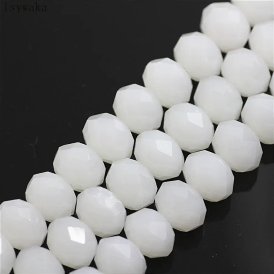 

Isywaka Non-hyaline White Color 6*8mm 65pcs Rondelle Austria faceted Crystal Glass Bead Loose Spacer Round Bead diy Jewelry