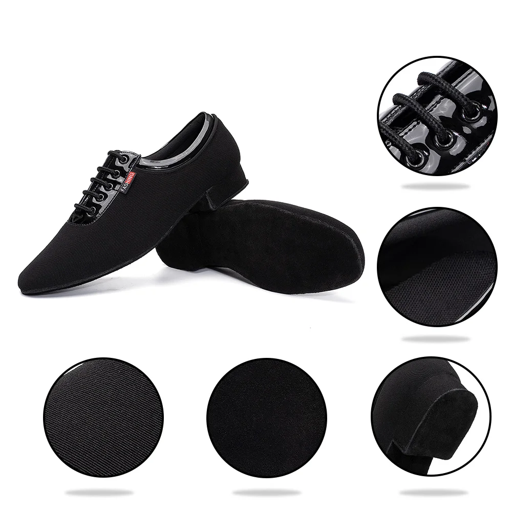 Men‘s Dance Shoes For Latin Low Heel 2.5CM Standard Ballroom Dancing Shoes For Man Jazz Tango Dancing Sneakers Rubber Soft Sole