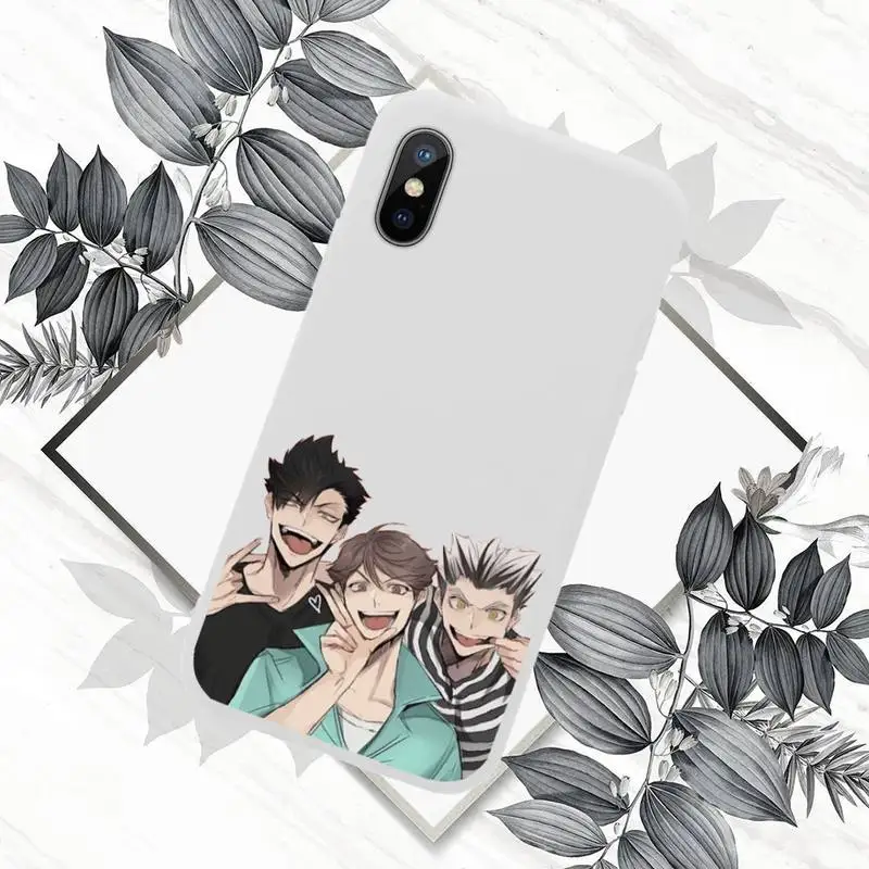 

Cute Japan Anime Oya Haikyuu Phone Case White Candy Color for iPhone 11 12 mini pro XS MAX 8 7 6 6S Plus X SE 2020 XR