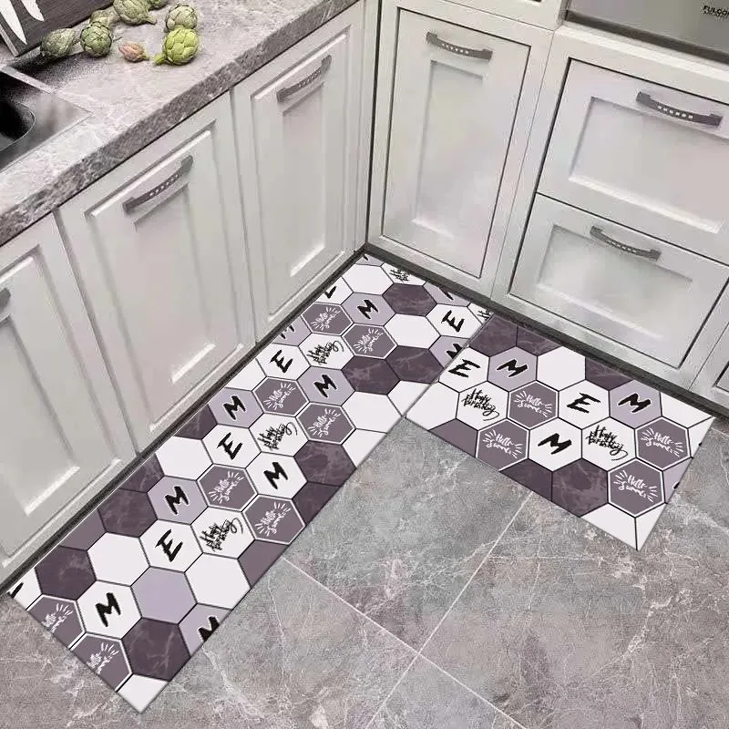 

Nordic PVC Non-slip Anti-fouling Kitchen Floor Mats Household Door Mats Oil-proof Artificial Leather Antifall Carpet Tapete Para