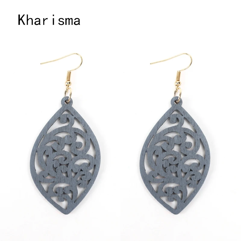 KHARISMA Модные женские полые деревянные серьги с подвеской для леди вечерние 2019
