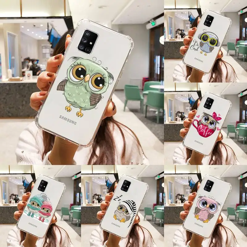 

Cartoon Girl Gifts Cute Owl Phone Case Transparent For Samsung S A M J 21 20 50 30 60 5 7 51 71 90 11 10 J710 e p PLUS Prime 5G