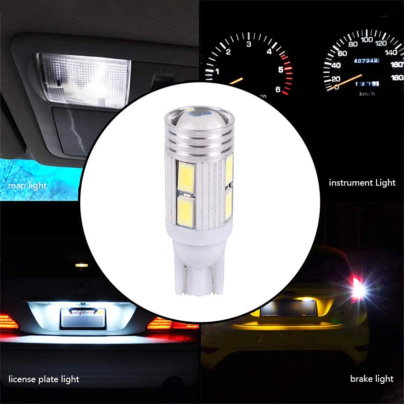 10 шт. T10 желтого цвета 12V W5W 5630 10SMD Клин светодиодный автомобильные лампы для 192 168 194