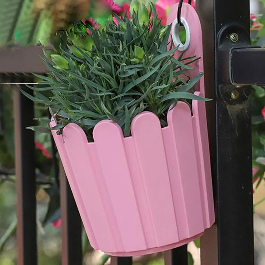 

8PCS Hanging Flower Pot Garden Balcony Wall Planter Plastic Plant Pot Mixed Color Outdoor Indoor Flower Bucket Plant Holder