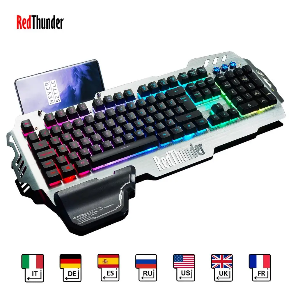 Игровая клавиатура RedThunder K900 RGB, механическая, похожая на русский, испанский, французский, многоязычная, металлический чехол для планшетного компьютера