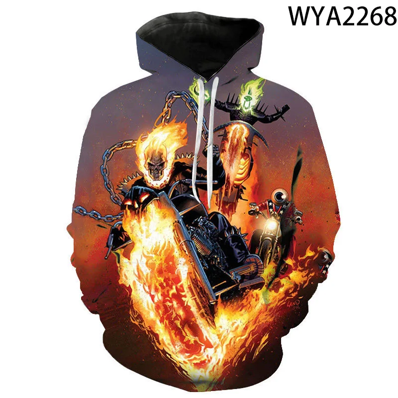 

Men Women Children Skull Hoodies Fashion Autumn Ghost Rider Cool Sweatshirts 3D Print Harajuku Streetwear Hoodie Pullover