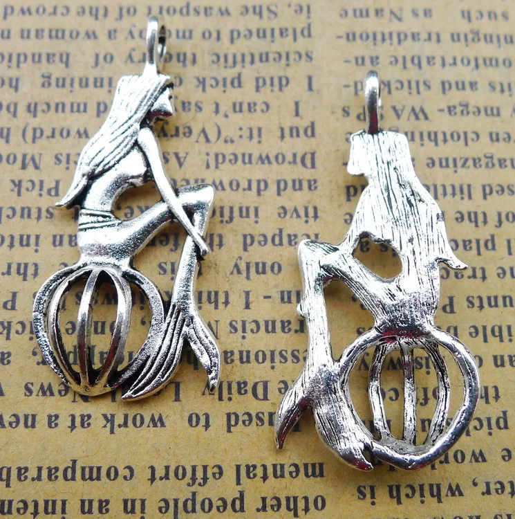 

Bracelet Charms Mermaid Charms Antique Silver Color 18x38mm 4 Pieces