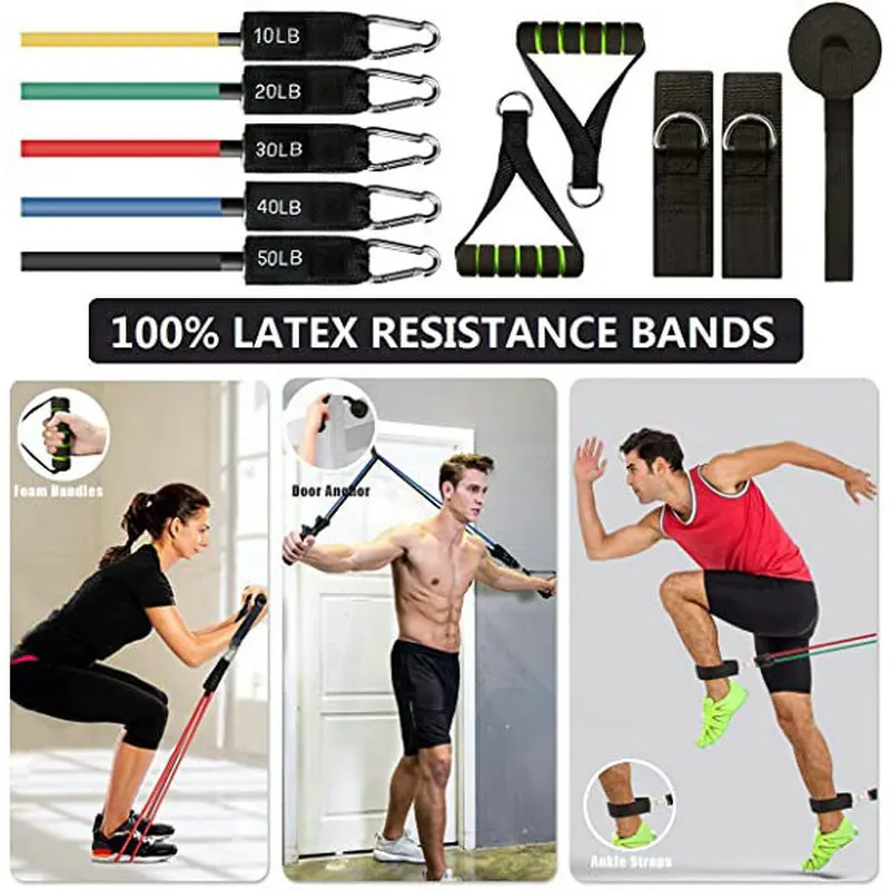 23 Pcs/Set Latex Resistance Bands Crossfit Training Exercise Yoga Tubes Pull Rope Rubber Expander Elastic Fitness with Bag | Спорт и