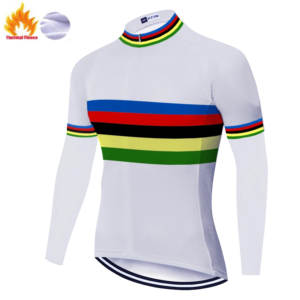 2020 Радужная велосипедная Джерси Зимняя флисовая одежда для велоспорта зимняя