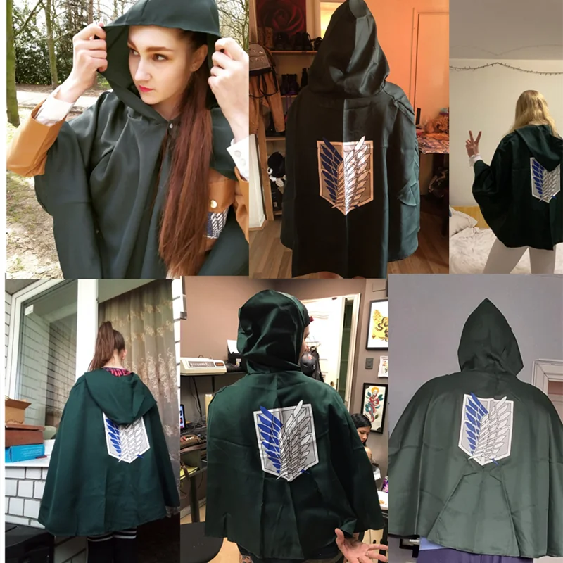 Japanese Hoodie Attack on Titan Cloak Shingeki No Kyojin Scouting Legion Cosplay Costume Anime Green Cape Mens Clothes |