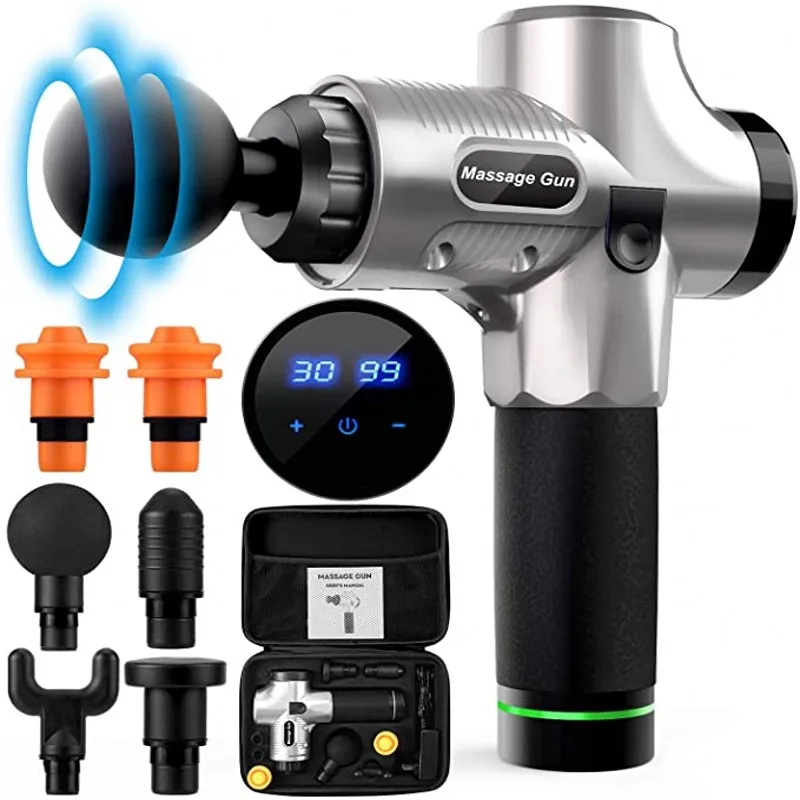 Массажный пистолет для мышц с сенсорным ЖК экраном Электрический массажер тела