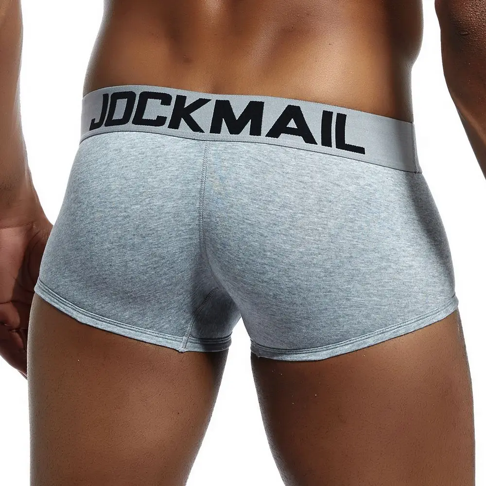 Бренд JOCKMAIL, мужские боксеры, хлопковое сексуальное мужское нижнее белье, боксеры с u-образной выпуклой сумкой, трусы с принтом листьев, Сетчатое дышащее нижнее белье для геев