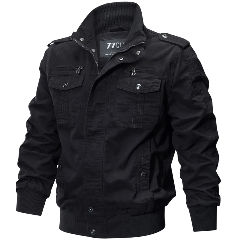 Куртка-бомбер мужская хлопковая в стиле милитари повседневная пилотная куртка