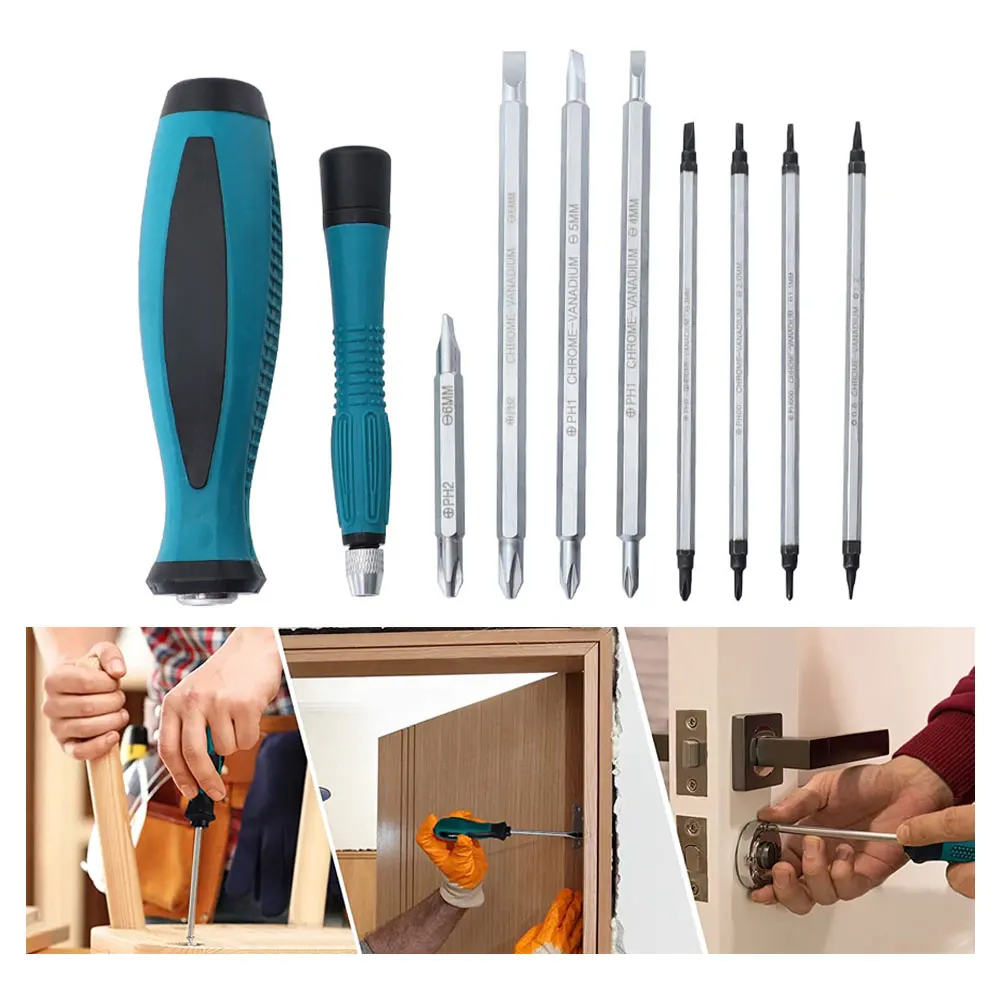 

8/11PCS Magnetic Screwdriver Set Double-Headed Multi-Specification Interchangeable Screwdriver Non-Slip Handles Combination Tool