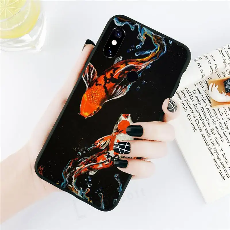 

Chinese Koi Fishes animal Phone Case For Xiaomi Redmi note 7 8 9 t k30 max3 9 s 10 pro lite