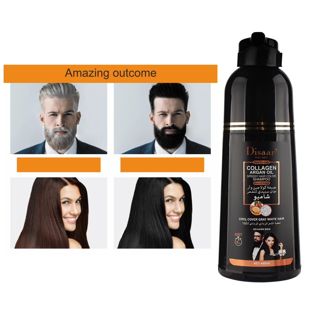 Супер DISAAR 400 мл аргановое масло быстрый цвет волос шампунь Покрытие серый и белый