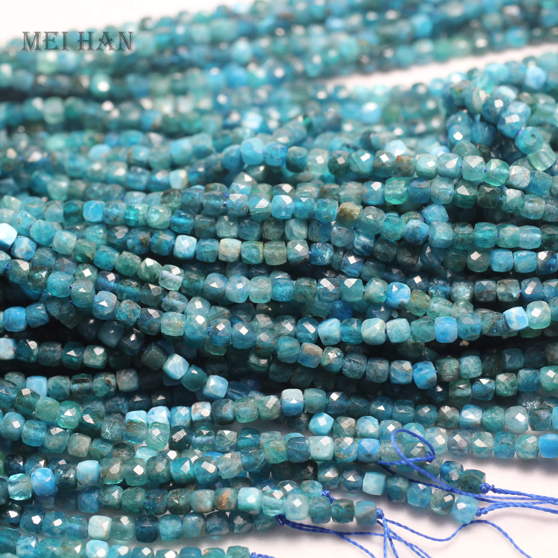 Meihan оптовая продажа (2 нити/комплект) натуральный 4 5 мм Синий Апатит граненый куб