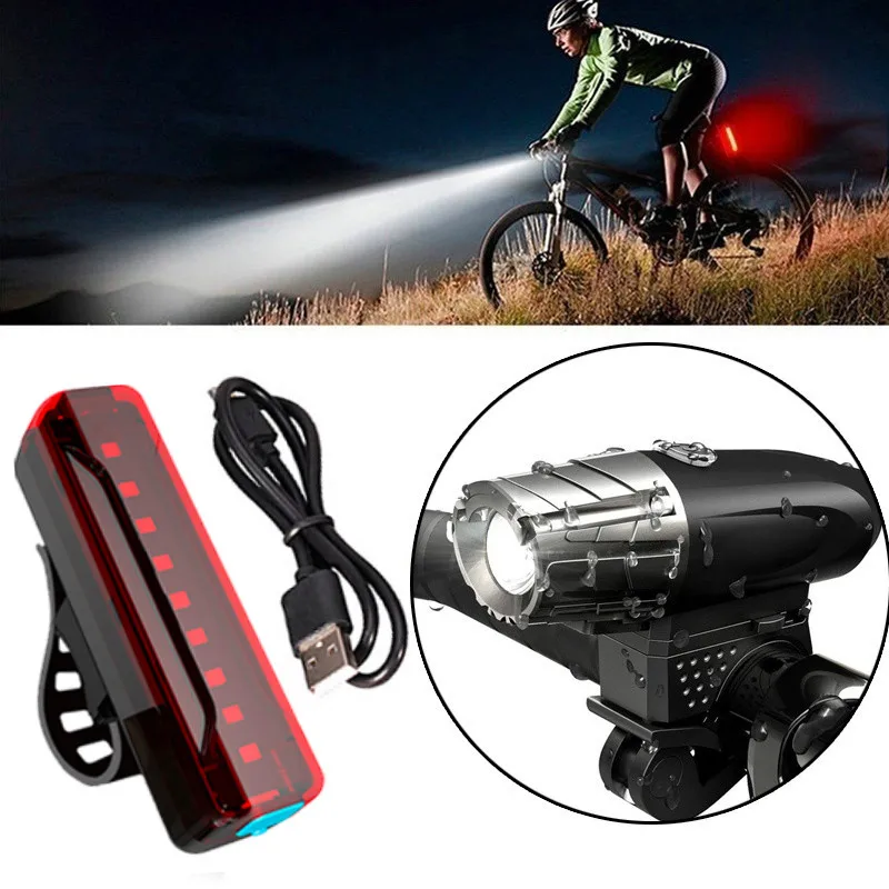 Аксессуары для езды на велосипеде USB Перезаряжаемый светодиодный велосипедный