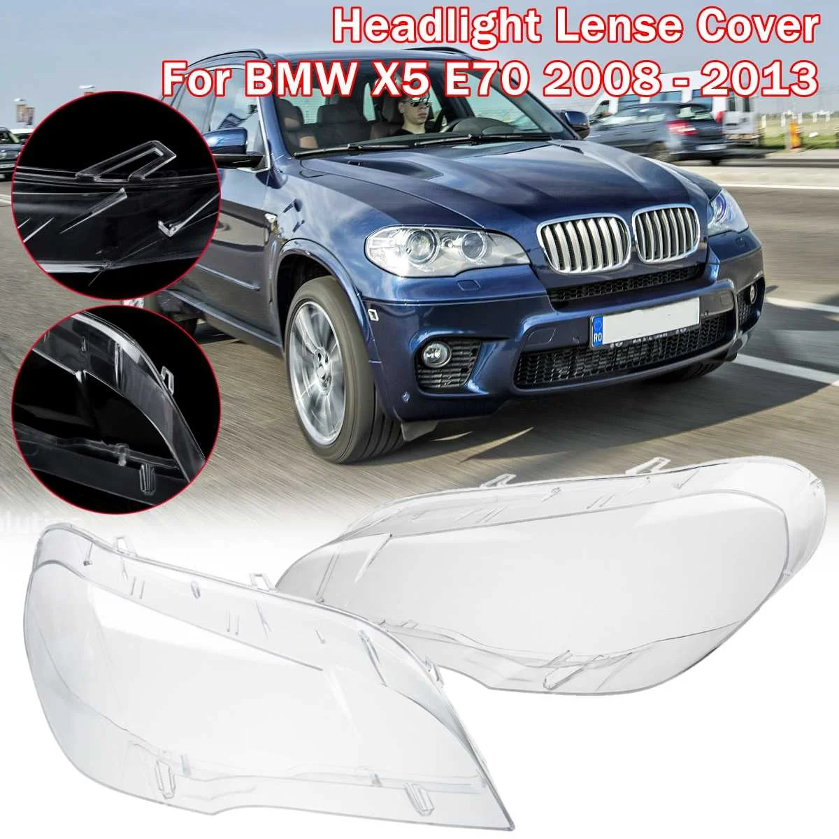 

Парные прозрачные линзы для фар автомобиля, защитные корпуса для фар BMW X5 E70 2008 2009 2010 2011 2012 2013