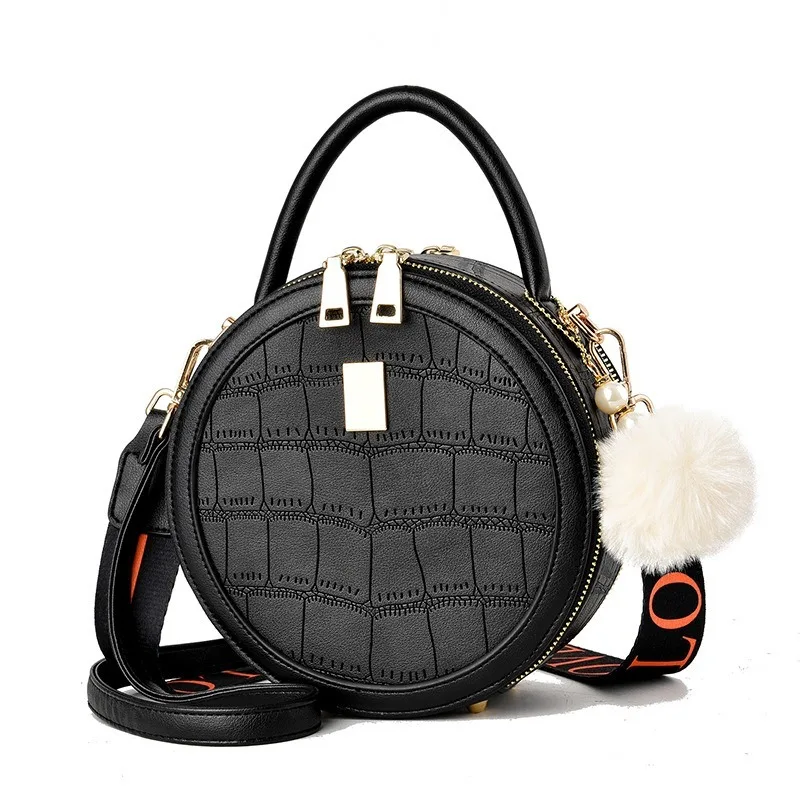 

Women's bags 2020 new PU Leather fashion stone pattern small round bag trend all-match handbags Korean shoulder Crossbody bag