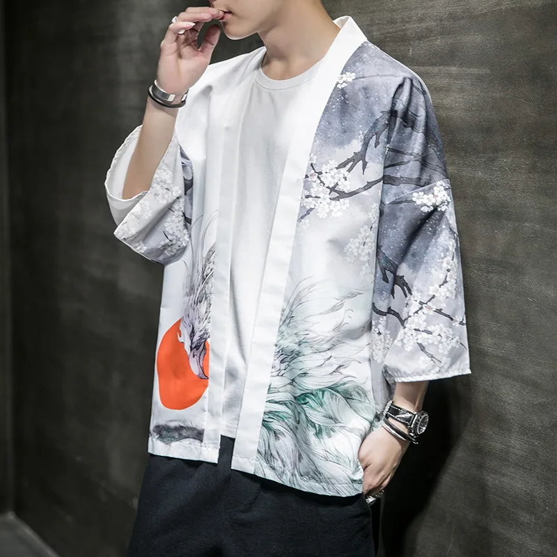 Японская одежда для мужчин кимоно в стиле Харадзюку хаори летняя повседневная