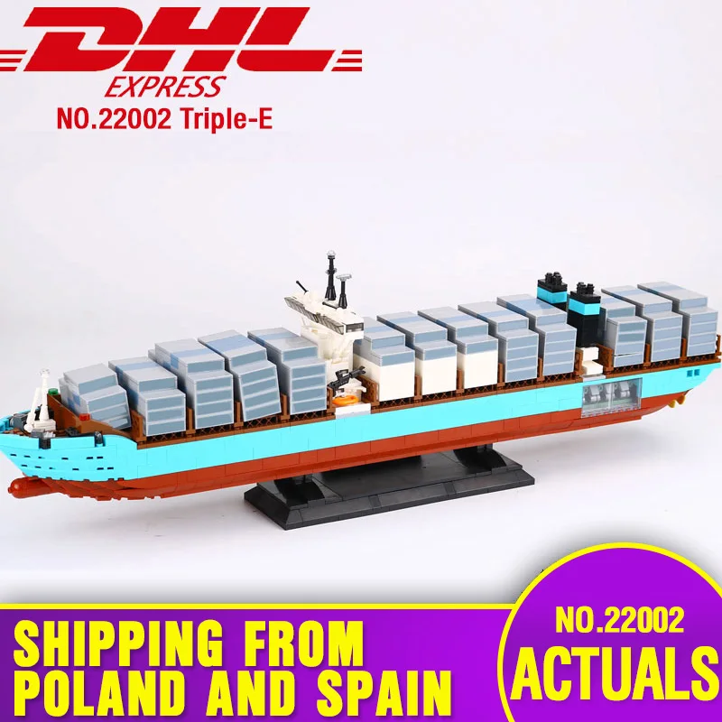 DHL 22002 Technic серии 10241 грузовой контейнер корабль набор образовательных строительных блоков Кирпичи сборки модель детские игрушки подарки