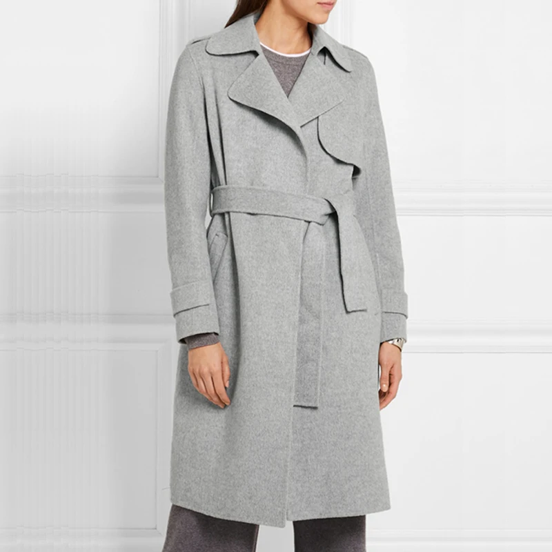 

an Elegant and Stylish Woollen Coat for Ladies with a New Commuter Temperament Suit Collar and Long Wool Coat for Spring 2021