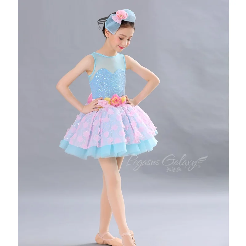 Детское платье-пачка костюмы принцессы с блестками для девочек Балетные платья