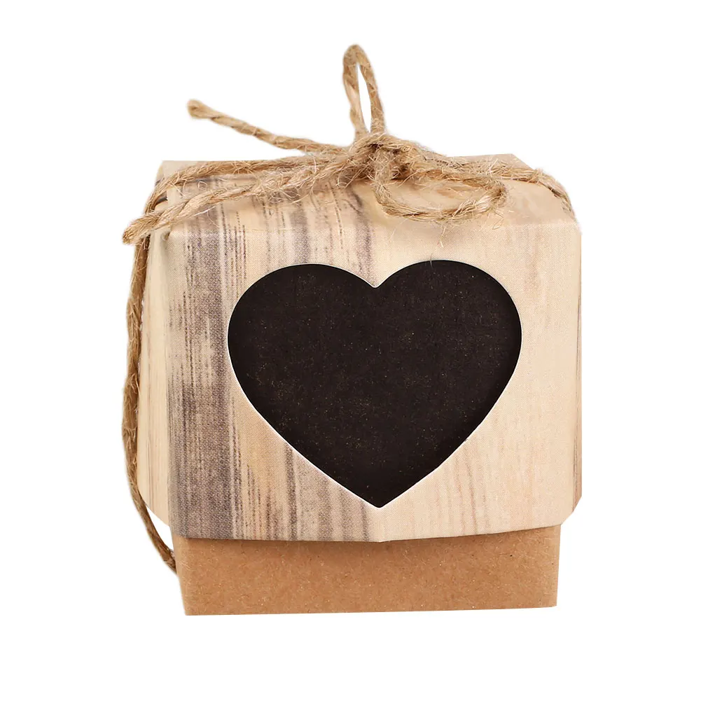 Heart Shaped Candy Box Kraft Paper Christmas Cnady Bag Xmas 5X5X5cm Birthday Favour Gift Supplies Packing | Дом и сад