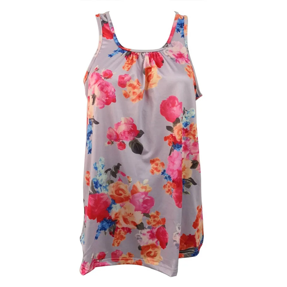 Женская футболка с цветочным принтом и U-образным вырезом модная свободная без