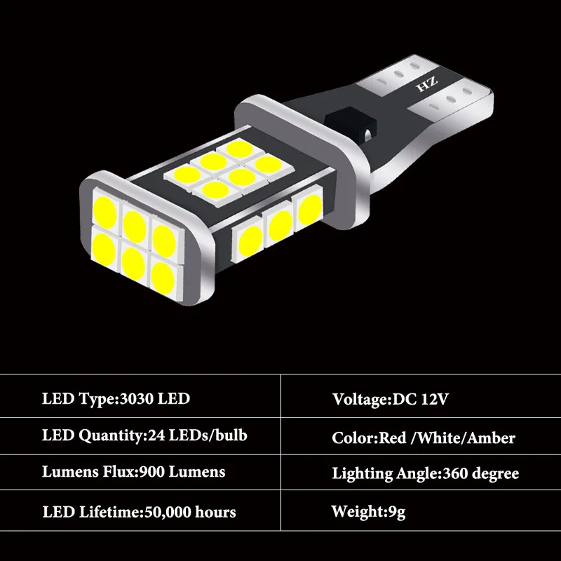 RXZ CANBUS 1 шт. P21W W21W T15 W16W BAY15D W21/5 W led S25 BA15S T20 7443 7440 1157 3030 24smd автомобильные указатели
