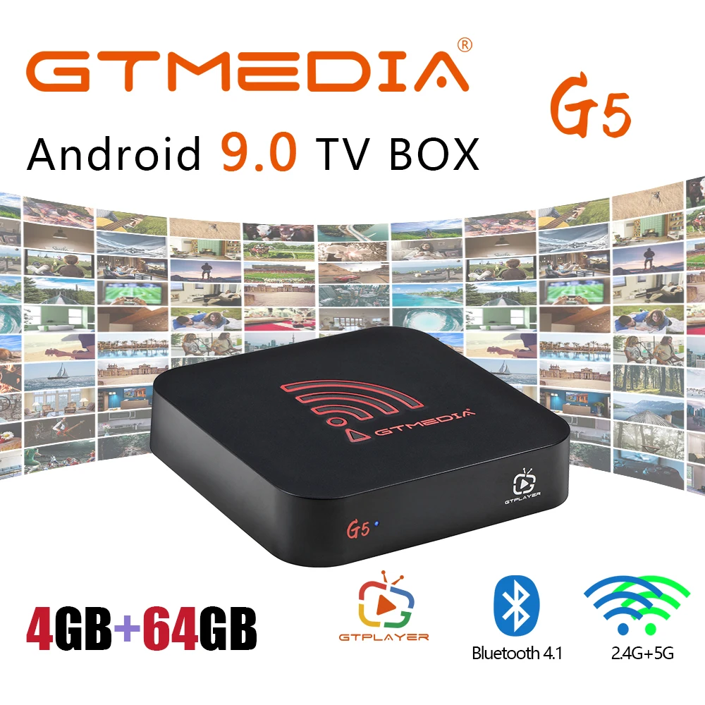 GTmedia G5 Amlogic S905X2 Android 9 0 ТВ коробка 4 Гб 64 2 г 5G и встроенным модулем Wi-Fi 1000M LAN Bluetooth к HD