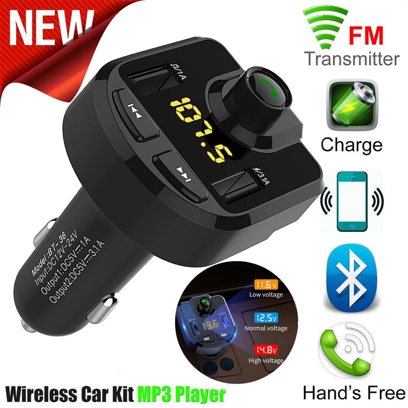 Black 4.0 Version Автомобильное зарядное устройство, fm-передатчик, Bluetooth, автоматический комплект, Hands Free, беспроводной MP3, 5 В, 2.1A, музыкальный плеер, адаптер, USB зарядное устройство, FM модулятор, новинка - Название цвета: Black 4.0 Version