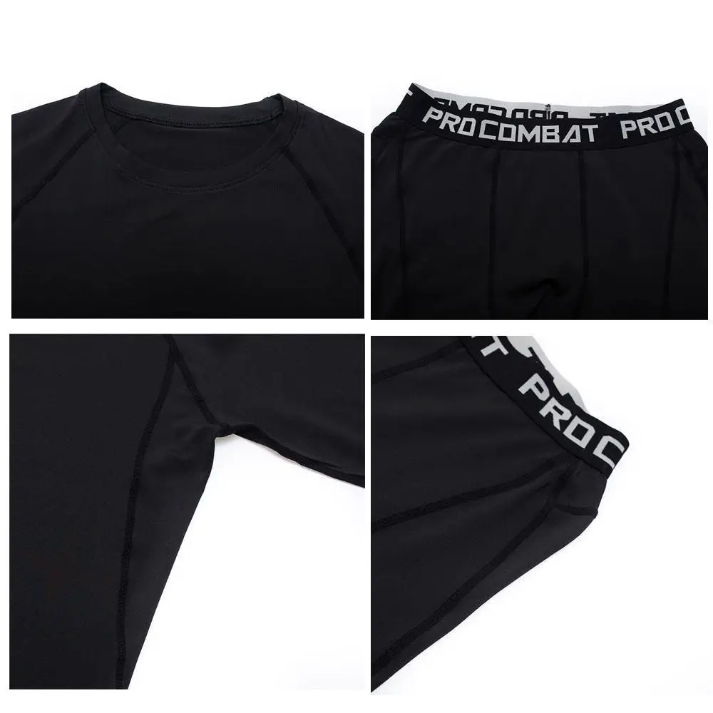 

Fitness clothing Quick dry T-shirt skull Long sleeves Jogging leggings Sportswear Men Compression Pants rash guard track suits