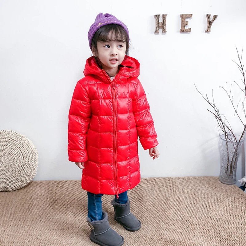 Детский пуховик осенне зимний в Корейском стиле для мальчиков и девочек длинная