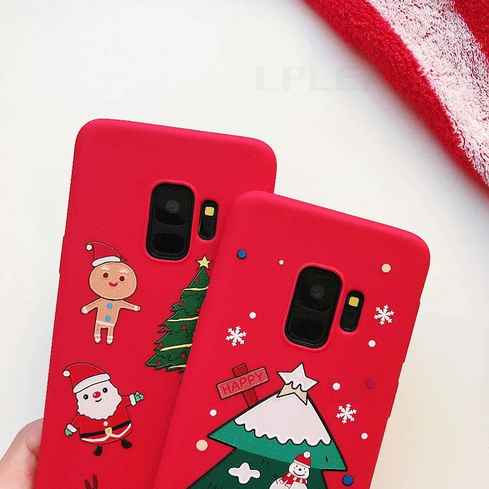 Одежда для сна из хлопка с рождественскими рисунками чехол для samsung Galaxy A50 A70 S8 S9 плюс S10 Note 8, 9, 10, плюс A10 A20 A30 A40 Санта Клаус Мягкая обложка