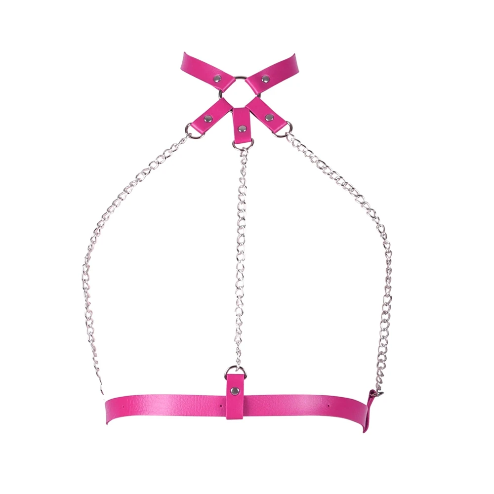 

Gothic Punk Leather Lingerie Harajuku Leather Chains Body Harness Belts Suspenders Necklace for Women Harness Belly