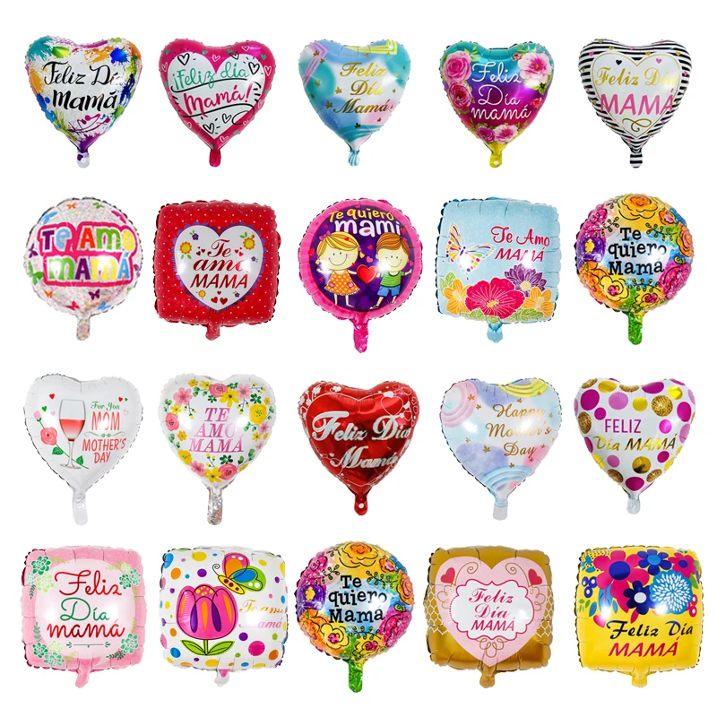 18/22 дюймов Сердце Круглый Форма печатных испанская мать Фольга воздушные шары на