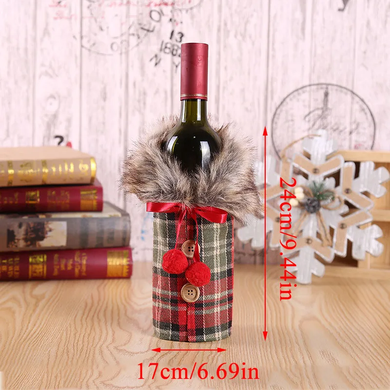 

Merry Christmas Santa Wine Bottle Bag Cover Xmas Festival Party Table Decor Novelty Red Wine Bottle Cover Durable Home Supplies