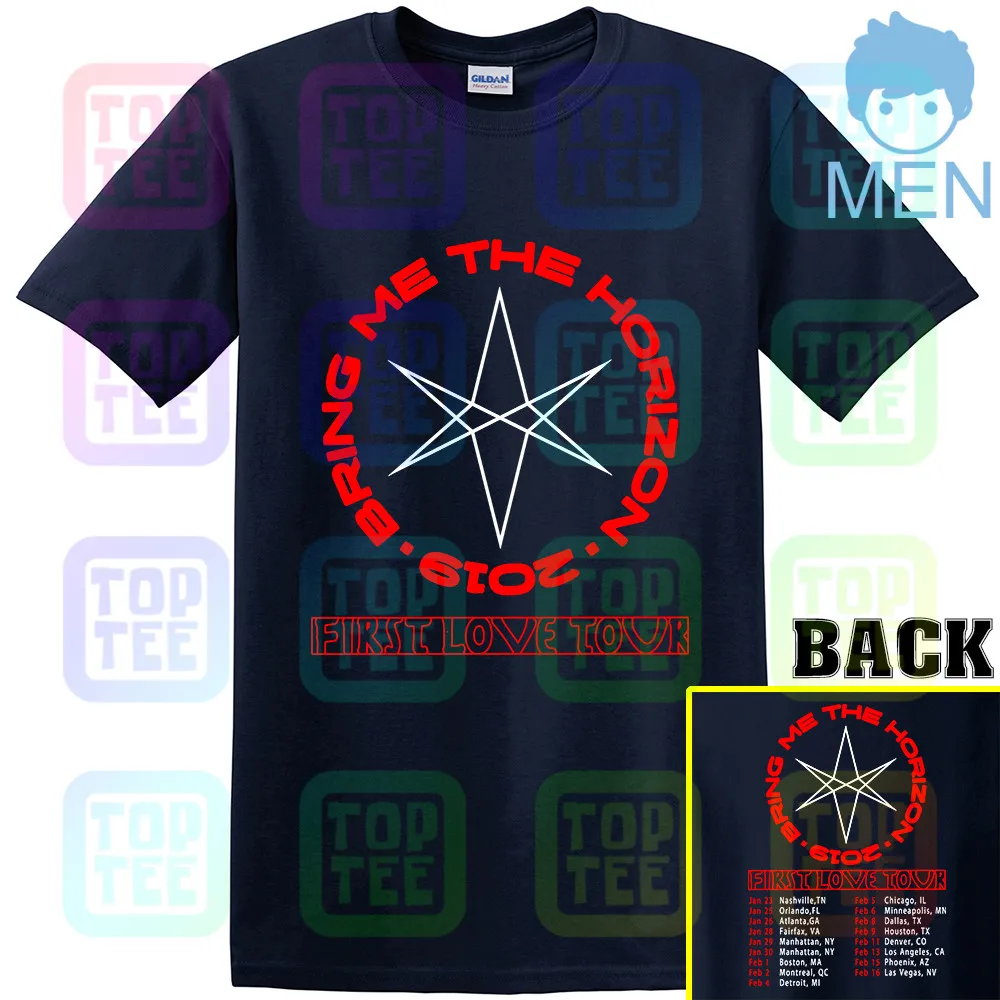 Тёмно-синий Редкие товары Bring Me the Horizon First Love tour футболка S-3XL - Цвет: Тёмно-синий