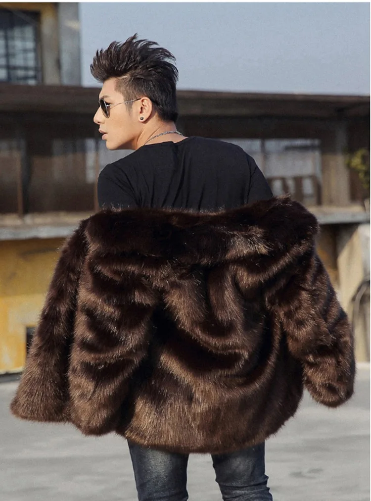 

New S/6Xl Men'S Winter Autumn Imitation Fur Jackets Large Size Black/Navy Blue /Coffee Male Warm Fake Fur Jackets Tops J3217