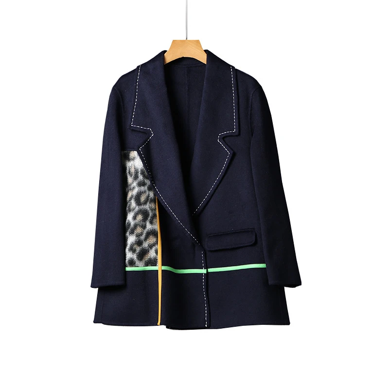 

Double-sided cashmere coat women 2020 autumn winter new short leopard print woolen woolen coat fashion loose woolen Jacket M165