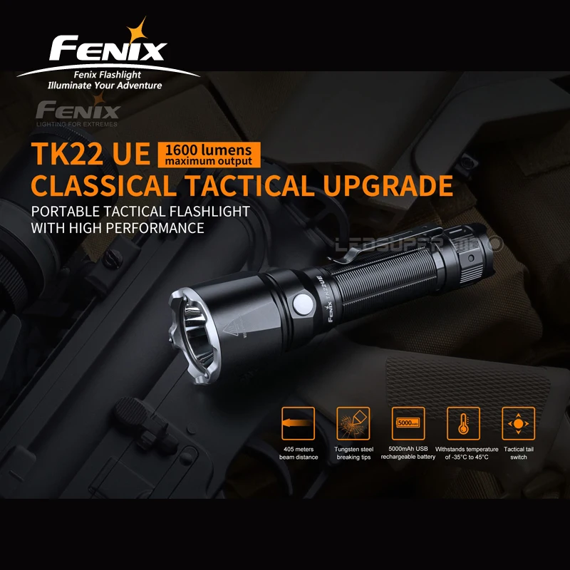 Классическое тактическое обновление Fenix TK22 UE 1600 люмен фонарь с литий ионной